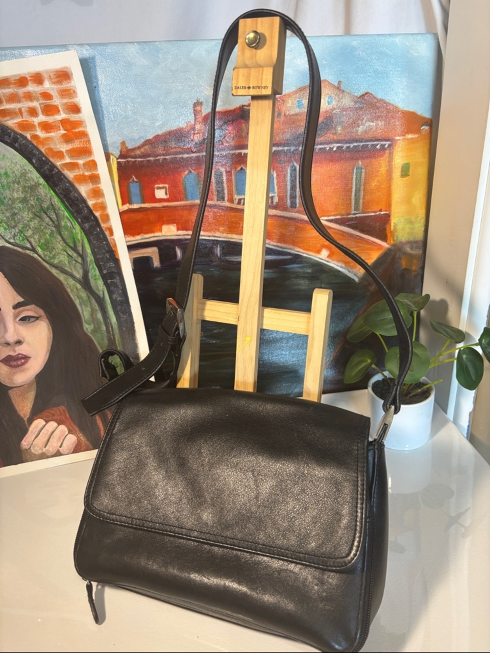 Classic Black Leather Crossbody Bag - worthington